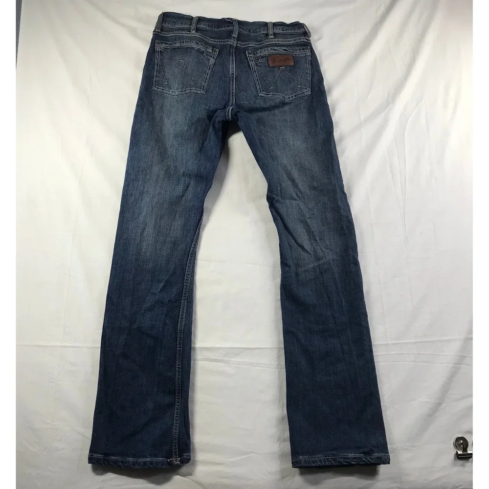 Wrangler Retro Slim Boot Men Blue Jeans 31x34 Medium Wash 10WLT7LY Stretch Denim
